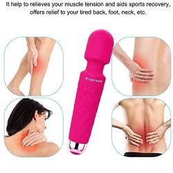 Aroprank Cordless Magic Wand Massager Vibrator, Handheld Wireless Waterproof Massage Stick for Relaxation and Muscle Recovery, Multi-Speed Patterns USB Rechargeable Electric Vibrating Silicone Wand