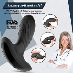 Vibrating Butt Plug Prostate Massager, Rechargeable Silicone Anal Vibrator with 10 Powerful Stimulation Patterns Remote Control Waterproof Anal Sex Toys for Men Women and Couples (Full Black)