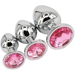 Eastern Delights 3 pcs Steel Attractive Butt Plug Anal BDSM Jewelry, 3 Size Same Color