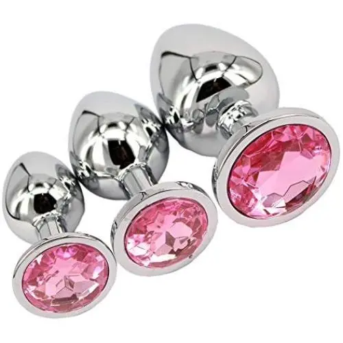 Eastern Delights 3 pcs Steel Attractive Butt Plug Anal BDSM Jewelry, 3 Size Same Color Eastern Delights 3 pcs Steel Attractive Butt Plug Anal BDSM Jewelry, 3 Size Same Color