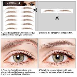 10 Sheets 4D Eyebrows Tattoo for Makeup, Hair-Like Natural Tattoo Eyebrow Stickers, Ecological Waterproof Eyebrows Makeup For Women-Brown, 100 Pairs, 10 Style