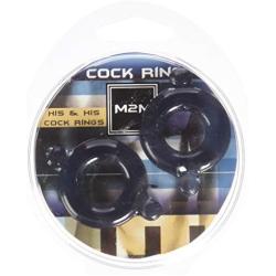 M2m Cock Ring, Elastomer, Small, 2 Piece Set, Black