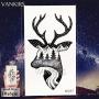 12 Pieces/Lot Black Elk Horn Little Waterproof Fake Tattoos Stickers For Men Women Arm Temporary Tatoos Moose Deer Hands Bear Fake Tattoo Paste Supplies 10x6cm