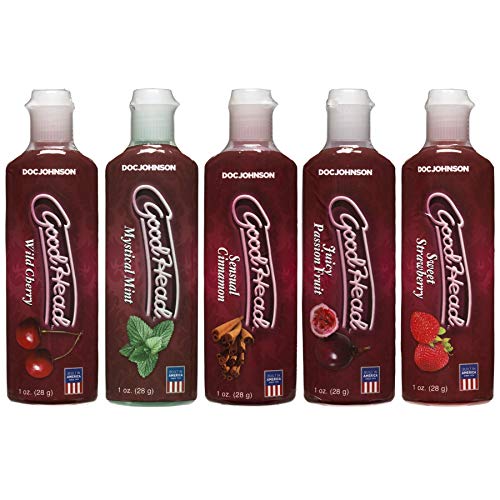 Doc Johnson GoodHead - Oral Delight Gel Variety Pack - Cherry, Mint, Cinnamon, Passion Fruit, Strawberry - 5 x 1 oz. (5 X 28 g)