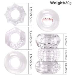 Cock Rings Silicone Penis Rings for Male Erection Enhancing, Super Soft Dick Loops Set for Couples Lover Extra Stimulation Sex Toys Sexual Gift (3 in 1 - Clear)