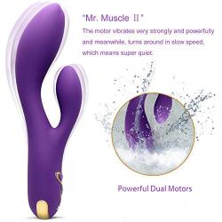 IMO Vibrating Rabbit G-spot Vibrator Vagina Clitoris Stimulation Dildo Massager - Upgraded Powerful Dual Motors With Magnetic Charge and Multicolored Light - Adult Sex Toys for Women or Couples