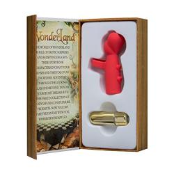 Doc Johnson Wonderland - The Heavenly Heart Mini Massager - 10 Function Silicone Mini Vibrator with Finger Ring - Red