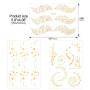 Konsait 7sheets Face Tattoo Sticker Metallic Temporary Transfer Tattoo Waterproof Face Jewel s for Women Girls Make Up Dancer Costume Parties, Shimmer Glitter Designs Gold Tattoos