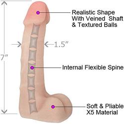 Blush Stiff and Supple X5 Cock with Flexible Spine, 7 Inch, Natural Flesh