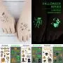 Luminous Halloween Temporary Tattoos for Kids，10 Sheet Temporary tattoo Stickers Spider Ghost Pumpkin Black Cat Decorations for Adult and Kids Gift, Halloween Fake Tattoos Glow Stickers for Dance Party Favors.