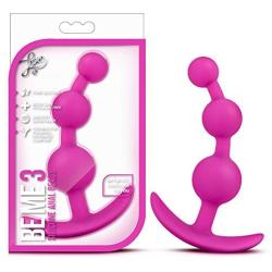 Flexible Three Bead Anal Butt Plug - Platinum Silicone Buttplug - Sex Toy for Women - Sex Toy for Men (Fuchsia)