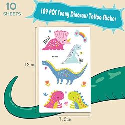 DmHirmg Dinosaur Temporary Tattoos for Kids Boys Girls，Kids Dinosaur Tattoos Sets, Waterproof Fake Tattoo Stickers, Kids Birthday Party Favors Supplies (109PCS)