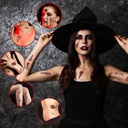 Halloween Scar Temporary Tattoos, 240 Pcs Realistic Fake Bloody Wound Makeup Sticker Kit for Zombies Cosplay Party, Waterproof and Skin-Safe, 40 Sheets