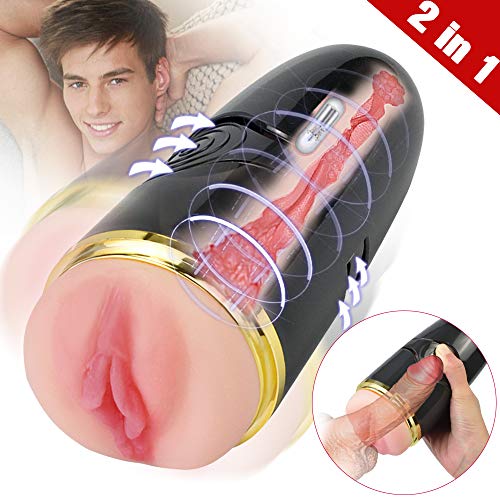 Vibrating Male Masturbator Cup Detachable Pocket Pussy Sex Toys for Men, Treediride Realistic Textured Vagina Stroker Rechargeable with 10 Stimulation Innovative Squeezable for Man Masturbation