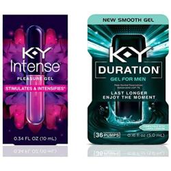 K-Y Pleasure Kit with Intense Pleasure Gel Womans Lube (0.34 oz) & Duration Gel Male Genital Desensitizer (36 Pumps/0.16 oz) 1 ea