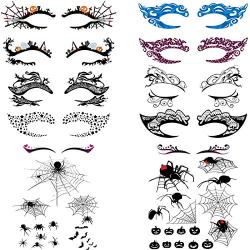 Niceauty Temporary Tattoos, Halloween Temporary Tattoos -11 Eye Fake Tattoos and 2 Spider Temporary Tattoos for Women and Men, Easy on/off, Use Safe, Non-toxic, Waterproof