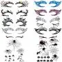 Niceauty Temporary Tattoos, Halloween Temporary Tattoos -11 Eye Fake Tattoos and 2 Spider Temporary Tattoos for Women and Men, Easy on/off, Use Safe, Non-toxic, Waterproof
