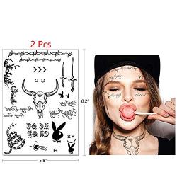 Comdoit 4 Sheets Halloween Face Tattoos for Adults Women Men Festival Face Temporary Tattoos Stickers Halloween Costume Accessories Halloween Party Favor Supplies