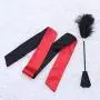 BESTOYARD Ostrich Feather Mesh Tickler Hand Spanking Slapper with Satin Blindfold Eye Covers Sleep Mask Block Light for Women Men