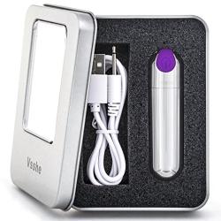 Vsshe Bullet Vibrator - Rechargeable & WarterProof Bullet Massager for Woman - Portable Bullet Viberate Toys (Silver-Purple)