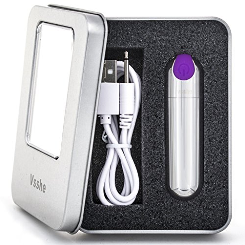 Vsshe Bullet Vibrator - Rechargeable & WarterProof Bullet Massager for Woman - Portable Bullet Viberate Toys (Silver-Purple)