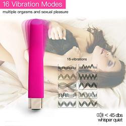 Bullet Vibrator Mini Clitorial Stimulator Women, Silicone Adult Massager Sex Toy Rechargeable 16 Speeds Waterproof G-spot Vibrator for Women Couples (Pink)