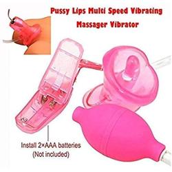 NINEGA Multi Speed Vibrating Oral Juicy Clit Pussy Lips Bullet with Suction Cup Pump Vibrate Toy for Women Pink