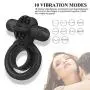 Vibrating Penis Ring with Tongue, Male Cock Ring & Clitoral G-Spot Bullet Vibrator Clitoris Stimulators Powerful Sex Toys for Couple Prolong Sexual Pleasure Rechargeable (Black)