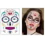 Day of the Dead Sugar Skull Temporary Face Tattoo Kit 4 Sheets Halloween Temporary Face Tattoos Sticker Decoration Halloween Masquerade Party Supplies Day of the Dead Sugar Skull Temporary Face Tattoo Kit 4 Sheets Halloween Temporary Face Tattoos Sticker Decoration Halloween Masquerade Party Supplies