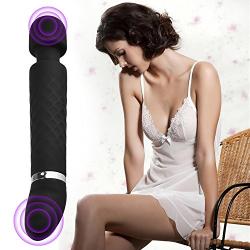 Wand Massager for Women, Waterproof 12X Dual-Cavaliers Multi-Speed Cordless Rechargeable Powerful Therapeutic Wand Massager for Muscle Aches & Sports Recovery,Travel Friendly