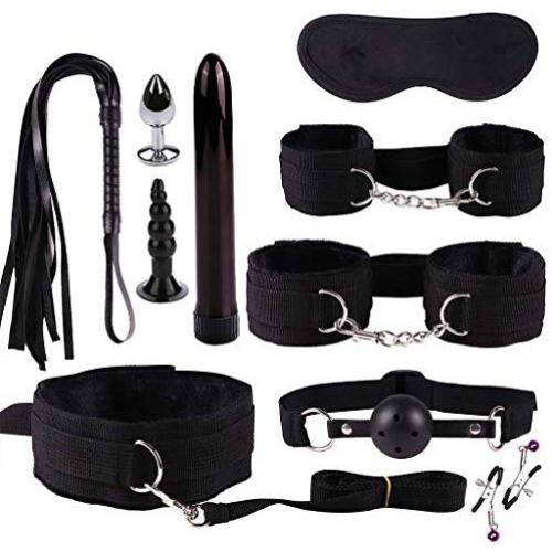 Adult Six-Toys for Couples Leather Handcuffs Set Niple Clip Amal Plug Women Cosplay Game