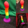 G-Spot Dildo Realistic Silicone Anal Sex Toy for Beginners with Strong Suction Cup Base for Hands-free Play, UTIMI 7 Inch Rainbow Dick Fake Penis for Vaginal and Anal Prostate Play