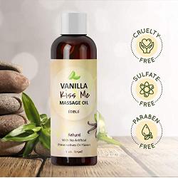 Vanilla Erotic Massage Oil for Sex Edible Massage Oil and Lubricant for Sensual Massage and Natural Calm Aromatherapy Almond Jojoba and Coconut Oil Anti-Aging Moisturizing Skin Care & Back Pain Relief