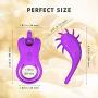Vibrating Cock Ring, Penis Ring with Double Loop Licking 10 Rotation Speeds Waterproof Medical Silicone Rechargeable Couples Adult Sex Toy (Purple)
