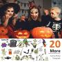 OOWOLF Halloween Pumpkin Carving Kit, 13 Pcs Halloween Sculpting Tools with 3 set Theme Fake Tattoo Noctilucous Body Stickers Halloween Party Decorations (Storage Case Included)