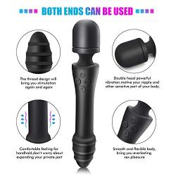 Wand Massager Vibrator for Women - Waterproof Rechargeable Dildo for Clitoral G-Spot Intense Orgasm, 7 Modes Double Head Vibrating and 107.6°F Heated for Realistic Vaginal Clitoris Anal Stimulation