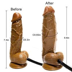 Inflatable Dildo with Suction Cup,Huge Dildo Anal Vaginal Stimulation,Testicles and Obvious Glans Female Sex Toy Create a Full Feeling Orgasms, Dong Max Insertable (Flesh Dildo)