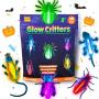 PartySticks Glow Critters 30pk Glow in The Dark Bug Toys and Glow Sticks - 3 Inch Fake Bugs Party Favors, Halloween Glow in The Dark Party Decorations - 10 Light Up Fake Toy Bugs, 20 Mini Glow Sticks