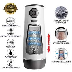 Male Masturbator, Fovel Hands-Free Sex Toy for Men Automatic Masturbation Cup with Vibrator, 10 Intensities & 2 Modes, 3D Realistic Vagina Powerful Thrusting Stroke Likelife Pussy Adult Rechargeable