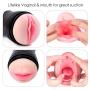 ZEMALIA Male Masturbators Adult Sex Toys 2 in 1 3D Realistic Pocket Vagina Pussy and Mouth Masturbator Cup with Teeth and Tongue Masturbation Sleeve Stroker for Men