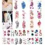 32 Sheets Flower Temporary Tattoos Stickers Lotus Cherry Blossoms Fake Tattoo 32 Sheets Flower Temporary Tattoos Stickers Lotus Cherry Blossoms Fake Tattoo