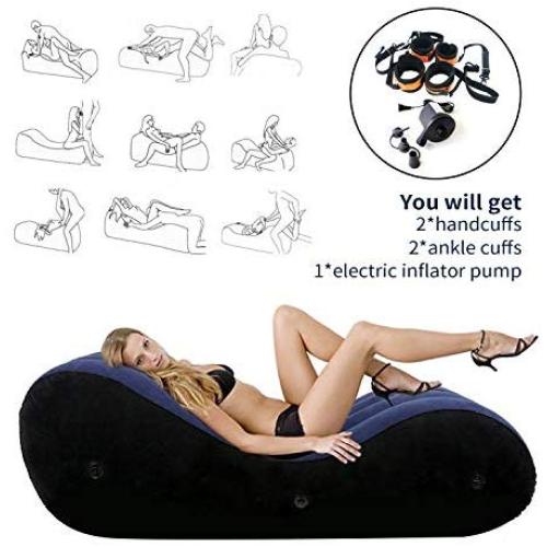 Inflatable Sex Position Sofa - Sex Furniture Sex Bed Sofa with Pump Handcuffs & Leg Cuffs Yoga Chaise Lounge Relax Chair Chaise Lounge Air Sofa Portable Inflatable Lounger for Couples