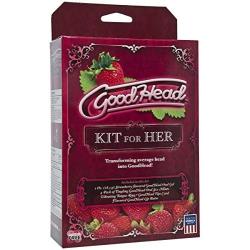 Doc Johnson GoodHead - Kit for Her - 4 Piece Kit of Oral Sex Enhancers - Tingling Mints, Lip Balm, Oral Delight Gel, Vibrating Tounge Ring - Strawberry