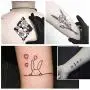 Ooopsiun 25 Sheets Waterproof Temporary Tattoos For Women Girls and Men, Black Temporary Tattoo Fake Tattoos Body Art Sticker Flower Whale Cat