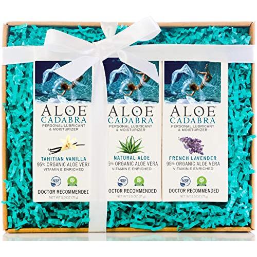 Aloe Cadabra Organic Personal Lubricant & Natural Moisturizer, Best Holiday Gift Box for Her and Him, Variety Pack of Lubes