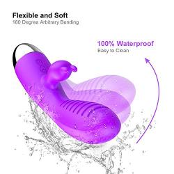 USB Cable Rechargeable Quiet Waterproof Dual Motor Soft 30-Speed Wireless Vibrate Wand Body Aches Pains Best Rated for Travel Gift Massager (Purple)