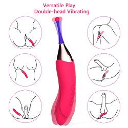 Clitoral Vibrator Double-head Vibrating Waterproof G Spot Stimulator High Frequency Masturbation Dildo Vibrators for Female Quickly Orgasm, Treediride Silicone Clitoris Vagina Massager Adult Sex Toys