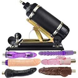 Electric Black Gun Machine Automatic Telescopic Powerful Adult Machine with 7Silicone Massagers