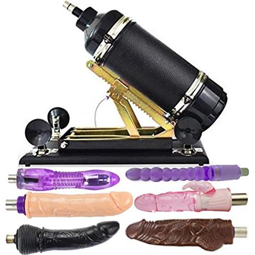 Electric Black Gun Machine Automatic Telescopic Powerful Adult Machine with 7Silicone Massagers