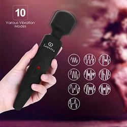 Cordless Wand,Silicone Massage Stick Tool for Relaxation,10 Powerfull Modes,Black